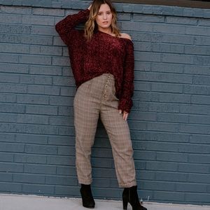 Camel Plaid Trousers